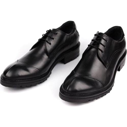Thick Bottom Round Toe Men Formal Shoes Cow Genuine Leather Lace Up Male Footwear Business Shoes Top Quality Brand Fashion Shoes