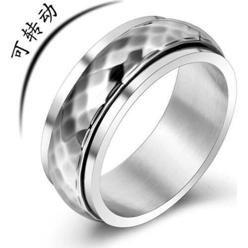 New Rotatable Ring Men Women Jewelry Titanium Double Loop Design Biker Rotatable Lucky Jewelry Accessories