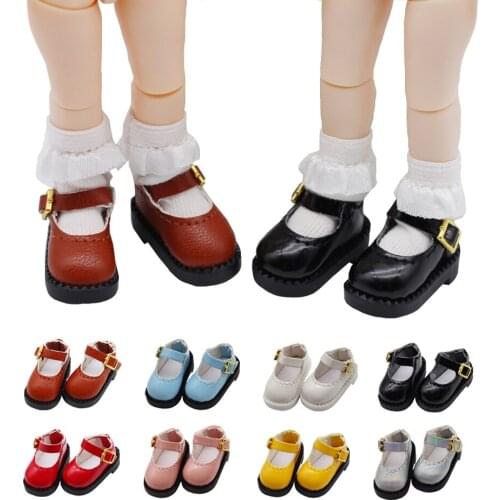 Cute OB11 PU Shoes with Straps Suitable for Obitsu11/DOD BJD/YMY/GSC Clay and 1/12 BJD Dolls Toy Shoes Dolls&Accessories