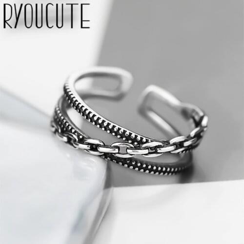 Punk Vintage Chains Ring For Women Men Adjustable Size Geometric Rings Exquisite Creative Jewelry Wholesale 2021