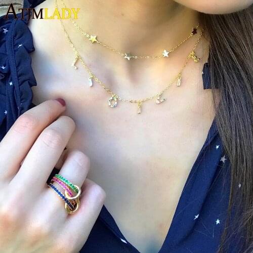 Valentines Gift Lovely Letter Necklace For Girlfriend 2020 Latest Hot Fashion Delicate Gold Color Rainbow Colorful Cz Necklaces