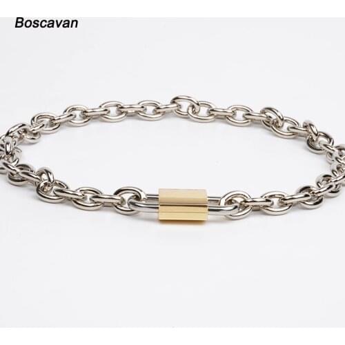 Cool Heavy Duty Chain Padlock Choker O Shaped Men Women Unisex Hiphop Chains link Metal Collar Necklace