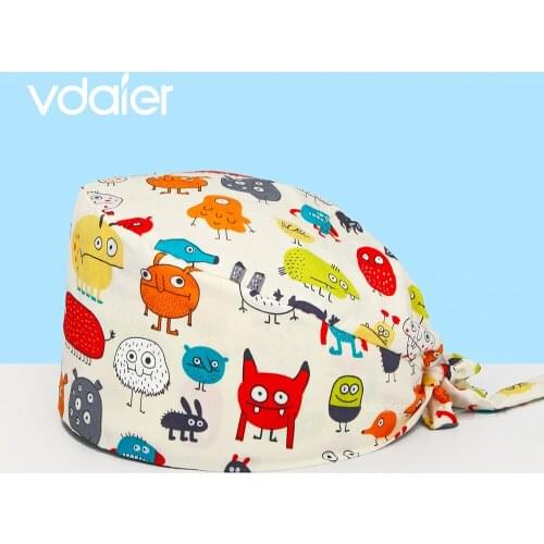 Working Cap with Sweatband Adjustable Tie Back Hats Unisex Landscape Animal Print Cute Pattern scrub cap Elastic cap scrub hats