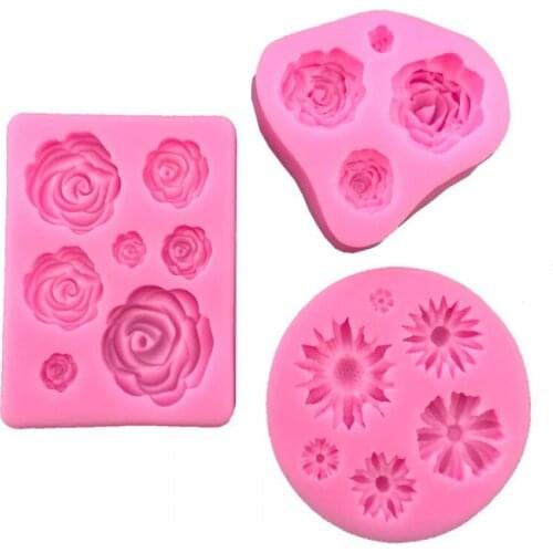 Rose Flower Silicone Molds Wedding Cupcake Topper Fondant Cake Decorating Tools Candy Clay Chocolate Gumpaste Moulds