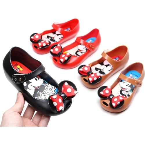 2021 New Mickey Minnie Childrens Shoes Mini Melissa Style Jelly Sandals Disney Girls Beach Breathable Sandals