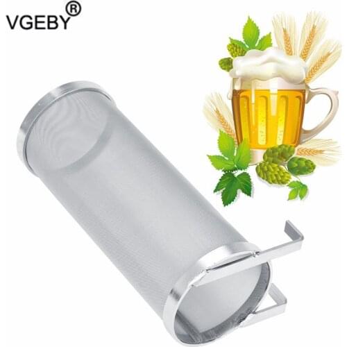 300 Micron Homemade Brew Beer Hop Mesh Filter Strainer with Hook Beer Brewing Hop Spider Stainless Steel Mesh Filter Strainer