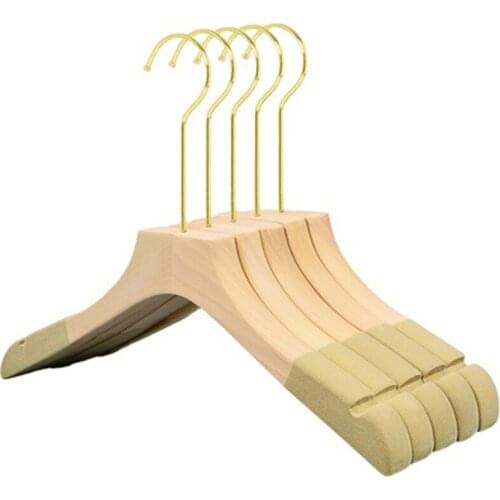 10pcs/lot High Grade Wooden Clothes Hangers with Flocked Non-slip Shoulders Solid Wood Coat Hanger for Garment Shop Hotel Use
