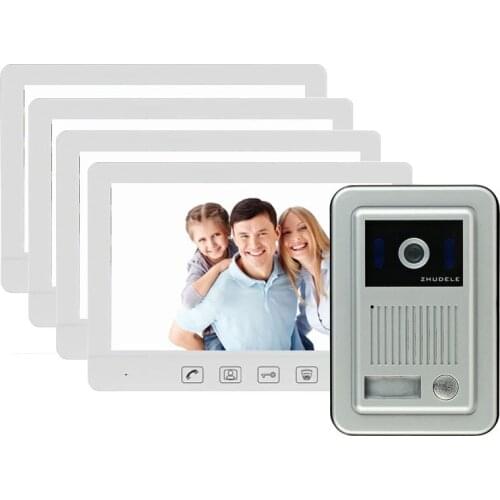 ZHUDELE 10.1"TFT Color Video Door Phone Intercom Doorbell Home Security System IR Camera Day/Night Monitor Speakerphone Intercom