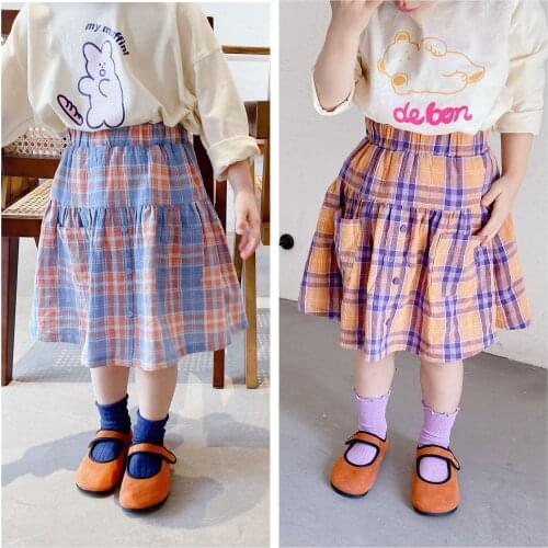 Baby Girls Skirts Summer New Children Girls Korean Cotton Plaid Skirts 2 3 4 5 6 7 Years Kids Baby Fashion School Style Skirts
