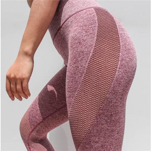 SALSPOR Sexy Women Sport Leggings High Waist Elastic Push Up Yoga Pants Gym Women Mesh Breathable Running Fitness Leggings Femme
