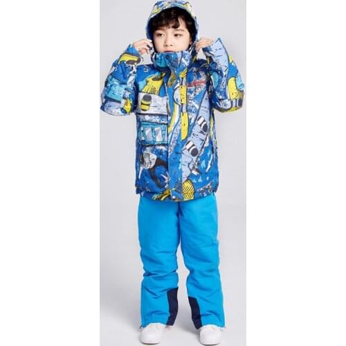 2020 Winter Kids Ski Suits Hooded Warm Snow Suit for Boys Waterproof Jacket Overalls Childrens Snow Sets Sport Skiing Clothes