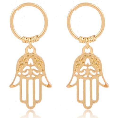 1 Pair Piercing Stud Earrings Hamsa Cartilage Earring Hoop Tiny Fatima Hand Cartilage