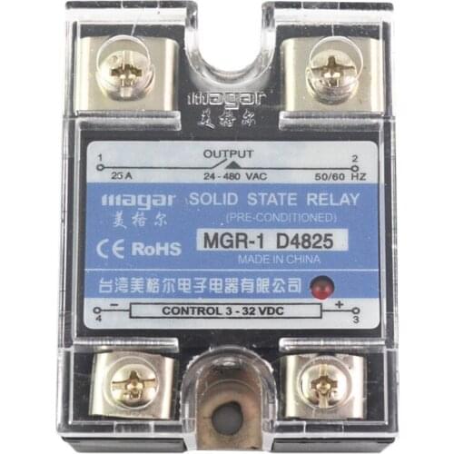 1Pcs Solid State Relay MGR-25A DA DC-AC input 3-32VDC output 24-480VAC Control