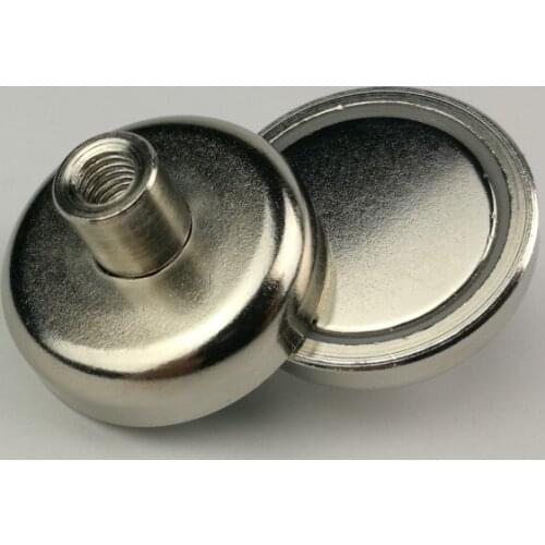 10pcs D32mm Neodymium N52 Magnet Pot with Internal Thread Stud Super Powerful Led Panel Fixture Camera Steel Cup Magnet Base