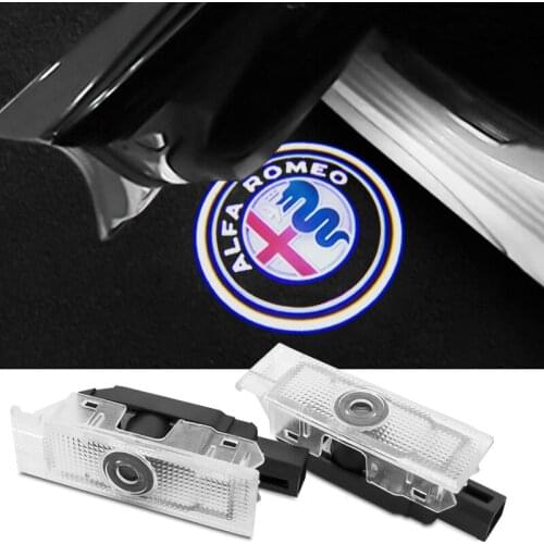 2PCS Car Door Welcome Light LED Logo Projector Car Styling For Alfa Romeo 159 147 156 Giulia Giulietta Mito Stelvio Accessories