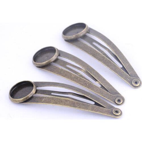 20pcs 10mm Cabochon Hair Pin Base Setting Trays Vintage Bronze Diy Hairpin Hairclip Bezel Trays