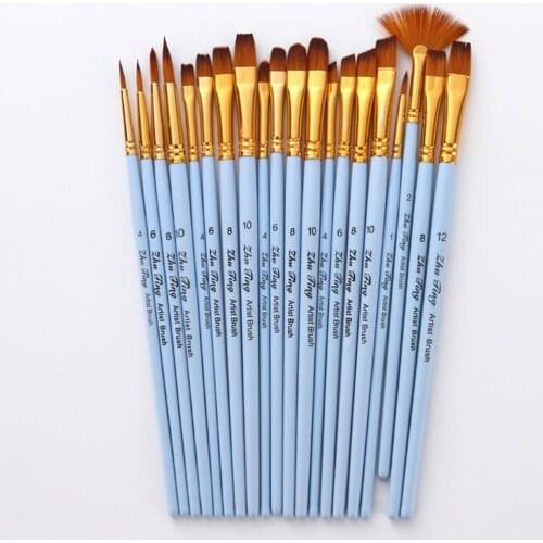 20pcs Draw Paint Brushes Set Kit Artist Paintbrush Multiple Mediums Brushes Nylon Hair for Acrylic Aquarelle Gouache Painting