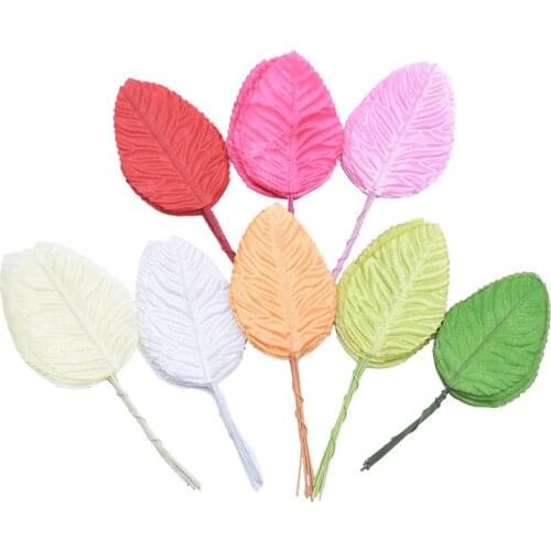 40pcs Artificial Flowers Leaves Mini Simulation Leaf Shape for Wedding Home Decor DIY Wreath Scrapbooking Gifts Craft Fake Leaf