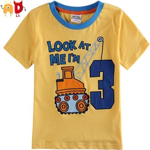 AD Cute Children T shirts Yellow Crane Summer Boys Clothes Quality 100% Cotton Kids T-shirts Oufit
