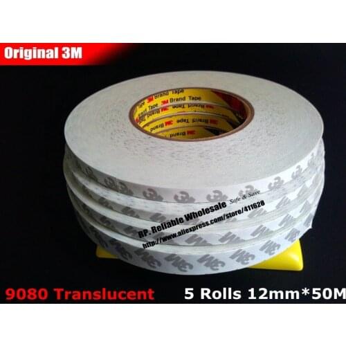 Promotion! (5 Rolls 12mm*50 meters) 3M Double Sides Adhesive White Tape for LED Lighting Lamp Panel, Touch Screen Frame Repair
