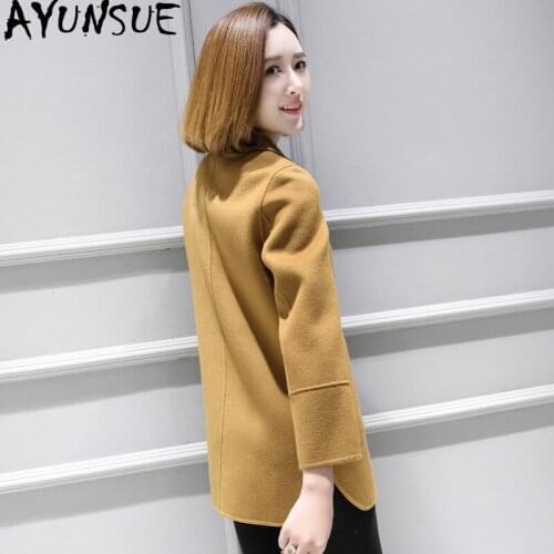 AYUNSUE Double Side 100% Wool Coat Autumn Winter Jacket Women Long Woolen Coats and Jackets Women Clothes 2020 Abrigo Mujer KJ