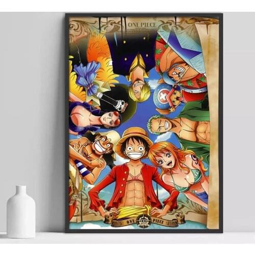 Bandai One Piece Retro Posters and Prints Japanese Anime Character Luffy Vintage Print Canvas Painting Wall Art Decor Picture