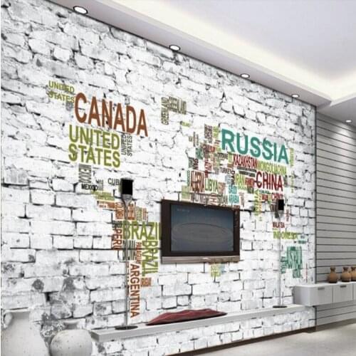 Beibehang papel de parede Custom large European-style brick wall 3D stereo alphabet map TV bedroom background wall wallpaper