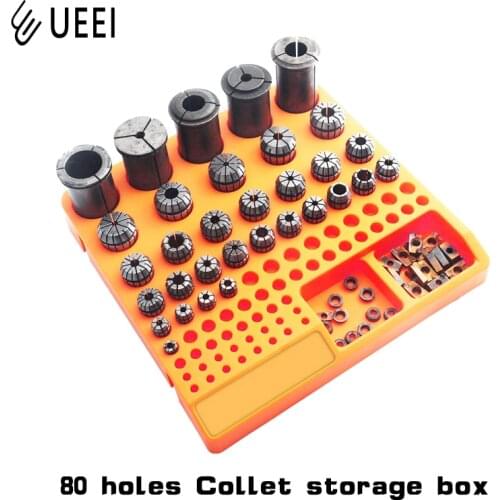 ER collet storage box 80 holes ER8 ER11 ER16 ER20 ER25 ER32 ER40 collet hard plastic finishing rack CNC machining center