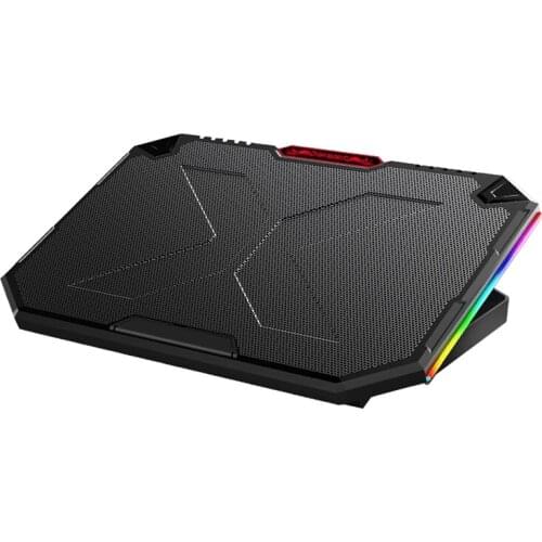 RGB Laptop Cooler 12-17 Inch 5 Fan Gaming Laptop Cooling Pad Dual USB Port Adjustable Laptop Stand Mute Cooling Fan