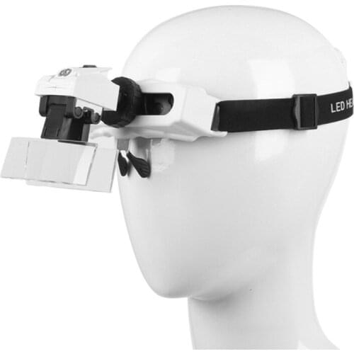 Head Mounted Magnifier Eyewear Loupe LED Light Helmet 1X-20X Magnifying Glass 448A