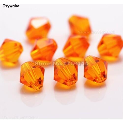 Isywaka 38pcs Orange Color 8mm Bicone Austria Crystal Beads charm Glass Beads Loose Spacer Bead for DIY Jewelry Making