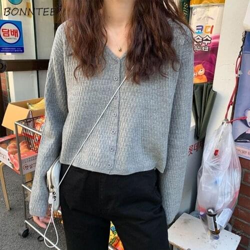 Cardigan Women Basic BF All-match Solid Spring Single Breasted Harajuku Fashion Elegant College Sweet Cute Trendy Warm Chandails