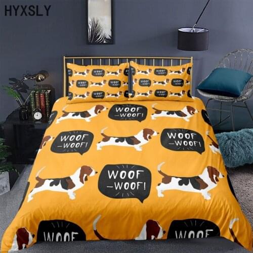Cute Dog Animal Pattern Duvet Cover with Pillowcase Luxury Design Queen King Single Double Bedding Set for Kids Adult Bedclothes