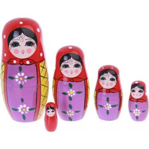Beautiful Russian Dolls 5pcs/set Dolls Characteristics Chinese Arts Crafts Creative Child Gift Wood Matryoshka Dolls