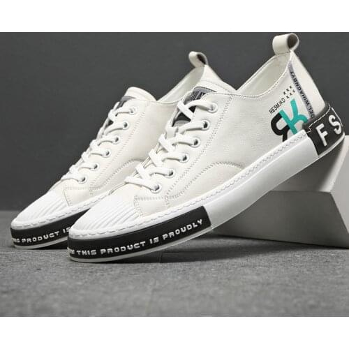 100% Genuine Leather Shoes Men Sneakers Fashion Male Footwear Cow Leather Brand Casual White Shoes KA2532