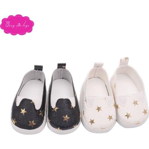Doll shoes Star print 2 - color round toe shoes casual shoes fit 16 inch Girl dolls and 14.5-inch Girl doll accessories r30