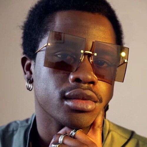 Rimless square men sunglasses women fashion style lady eyewear