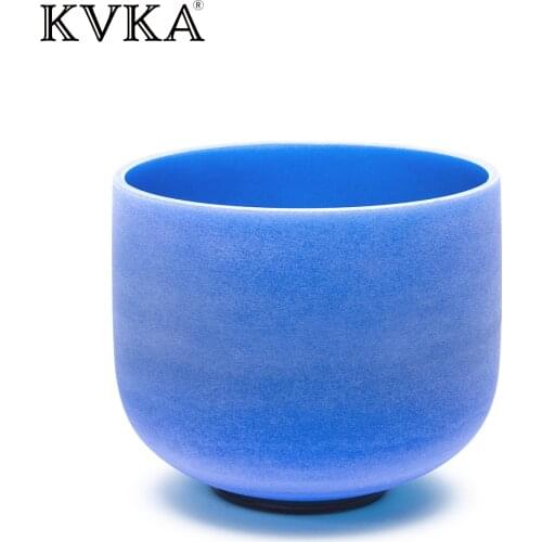 Blue Color G Note Throat Chakra Quartz Frosted Crystal Singing Bowl 10 Inch