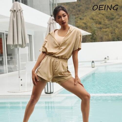 Summer Workout Hooded Tracksuit Casual Fashion 2 Piece Set Women Fashion Shorts Zipper Tops Jogging Suits