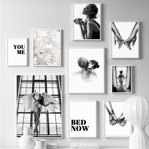 Fashion Model Angle Peony Lover Hug Hand Wall Art Canvas Painting Nordic Posters And Prints Wall Picture For Living Room Decor