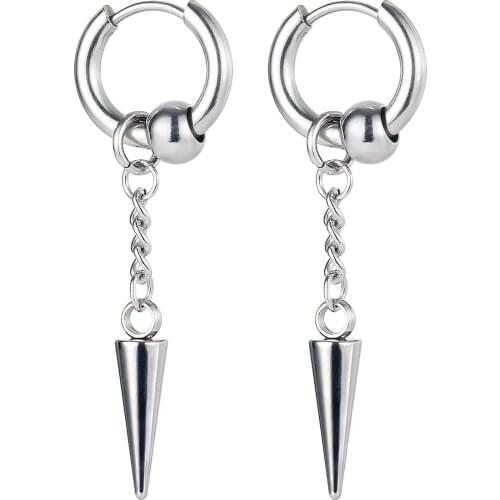 Fashion Stainless Steel Awl Chain Pendants Women Mens Hoop Earrings 2021 Trend Statement Jewelry Accessories Earrings For Teens