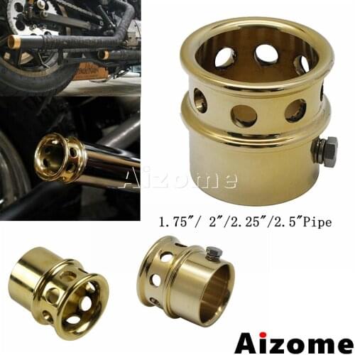 Motorcycle Exhaust Tip Cover For Harley Old School Custom Bobber Chopper 1.75" 2" 2.25" 2.5" Pipes Brass Drilled Exhaust Tip