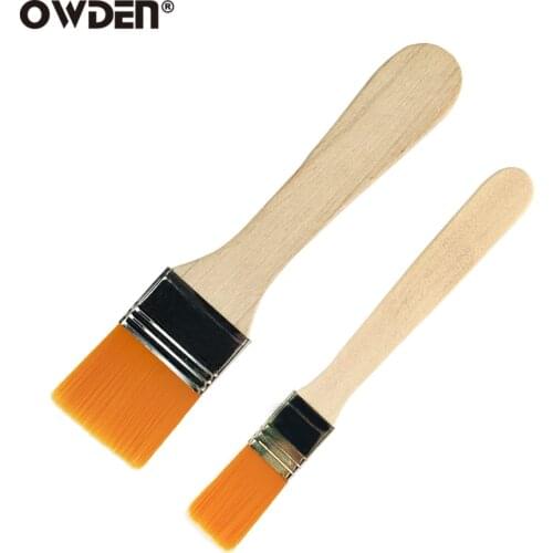 OWDEN 5Pcs Nylon Glue Brush Wooden Handle Oil-Painting Multi Functional Leather Tool