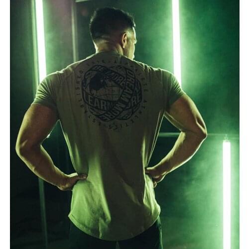 New Men Sports T shirt bodybuilding fitness mens tops cotton leisure gyms singlets Cotton Short Sleeve tight fashion Tshirt