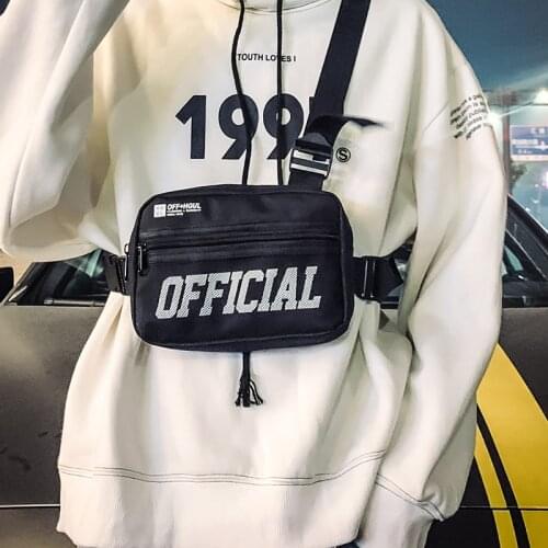 ANSZKTN new Mens and womens hip hop tactical vest multifunctional breastpack style alphabet waistband waistband backpack