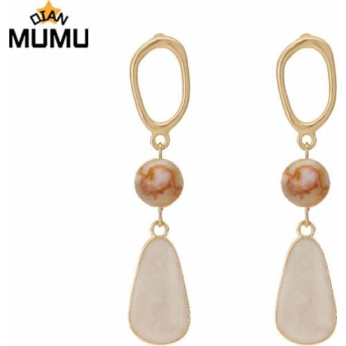 New Acrylic Oil Drop Shape Oval Large Square Frame Ball Long Metal Pendant Earrings Women Ladies Jewelry