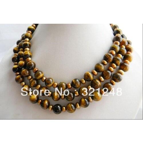 Charming long chain 50inch natural 10mm round abacus tiger eyes beads necklace high grade women party gifts diy jewelry GE1051