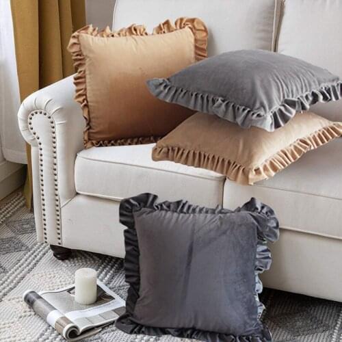 Solid Color Dutch Fleece Frill Pillow Cover Cushion Home Bedhead Sofa Cushion Cover