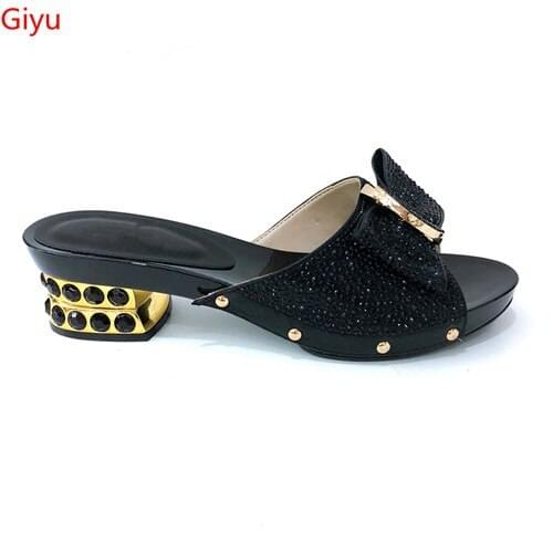 Doershow Wholesale African Designer black Shoes Women Fashhion Hot Style African Sandals Shoes Pumps For Wedding SKI1-3