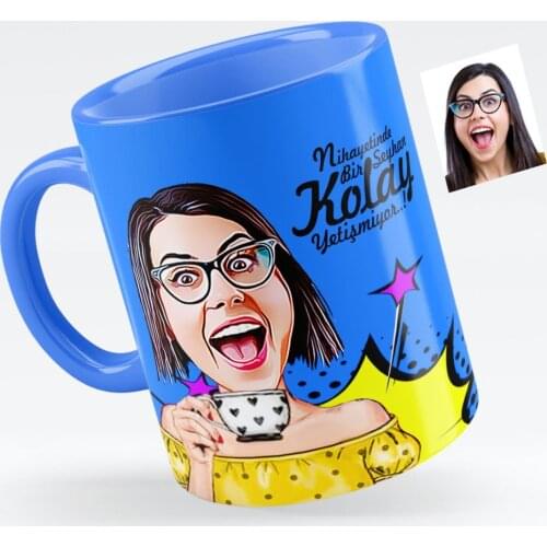 Personalized Women 'S Caricature Of Blue Mug cup-6